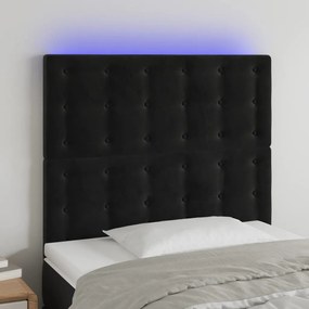 Testiera A Led Nera 80x5x118/128 Cm İn Velluto /