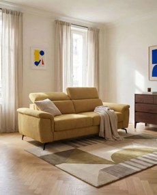 Estro Divano 3 posti con pouf estraibile - poggiatesta reclinabili in tessuto impermeabile T14 giallo