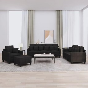 Set Divani 4 Pz Con Cuscini Nero İn Tessuto /