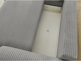 Divano angolare in grigio scuro allungabile (con penisola a sinistra) con rivestimento in velluto a coste Lucien – Bobochic Paris