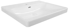 Lavabo integrale a incasso bacino al centro rettangolare Remix L 61 x H 16.5 x P 49.5 cm in ceramica bianco