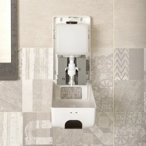 Dispenser per sapone liquido automatico da 1,2 L bianco in plastica alimentato a batterie o con cavo