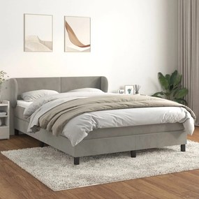 Giroletto A Molle Con Materasso Grigio Chiaro 140x200cm Velluto /
