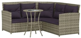 Set divano a l con cuscini 2 pz grigio in polyrattan