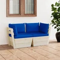 Divano da Giardino a 2 Posti su Pallet con Cuscini Legno Abete 3063394