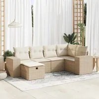 Set Divano da Giardino 6 pz con Cuscini Beige in Polyrattan 3325684