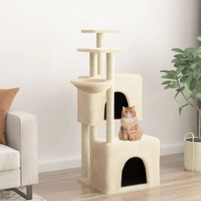 Albero per gatti con tiragraffi in sisal crema 122 cm