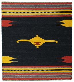 Kilim Tappeto persiano 130x110 Nero (Iran) Tessuto A Mano