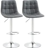 EASYCOMFORT Set 2 Sgabelli da Bar Girevoli in Similpelle con Schienale e Poggiapiedi, 42x45x89-110cm, Grigio