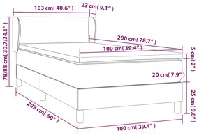 Giroletto a Molle con Materasso Nero 100x200 cm in Tessuto