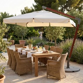 VICTOR - ombrellone da giardino decentrato con palo in legno 3 x 3 con mantovana
