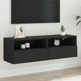 Mobile Tv A Parete Nero 100x30x30 Cm İn Legno Multistrato /