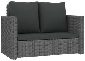 Set divani da giardino 2 pz con cuscini in polyrattan grigio