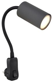 Globo 57911DPG - Faretto a parete con presa di corrente ROBBY 1xGU10/35W/230V nero