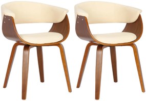 Set 2 Sedie Bruce İn Legno Curvato E Ecopelle / Creme