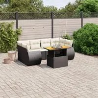 Set Divani da Giardino con Cuscini 7pz Nero Polyrattan 3272092