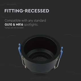 Plafoniera incasso GU10 Ø 9 cm nera