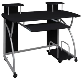 Scrivania da computer nera 110x52x88,5 cm in legno multistrato