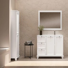 Mobile da bagno sotto lavabo VISOBATH Unike grigio laccato opaco L 102.7 x H 85 x P 46 cm 3 cassetti 2 ante, lavabo posizionabile a destra non incluso