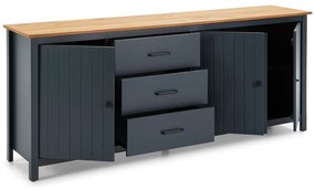 Cassettiera bassa blu scuro in legno di pino 190x80 cm Miranda - Marckeric