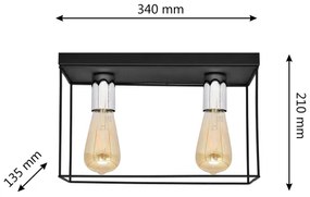 Plafoniera FINN 2xE27/15W/230V nero/cromo