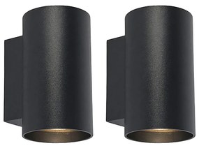 Set di 2 applique moderne nere rotonde 2 luci - Sandy