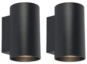 Set di 2 applique moderne nere rotonde 2 luci - Sandy