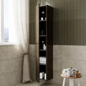Colonna Linea L30 H180 P32 laminato rovere cotto 1 anta reversibile con maniglia e 4 ripiani