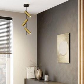 SIGMA Faretto da soffitto Leda 3, 3 luci, nero-oro