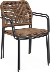 Sedia da esterno grigio scuro/di colore naturale in metallo Jable – Bizzotto