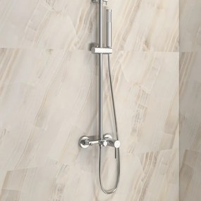 Kamalu - Colonna doccia fissa in acciaio inox con soffione, doccetta con flessibile e getto vasca finitura cromo| KAM-ARTE CROMO