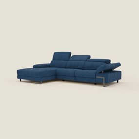 Zayana Divano angolare estraibile - braccioli e poggiatesta reclinabili in tessuto impermeabile T02 blu