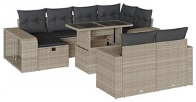 Set divani da giardino 11 pz con cuscini in polyrattan grigio