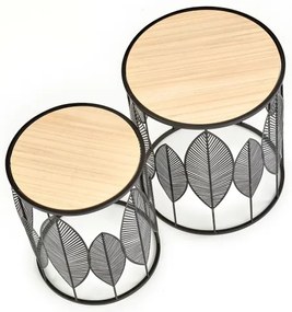 SET 2x Tavolino FOLLA diametro 33/40 cm nero