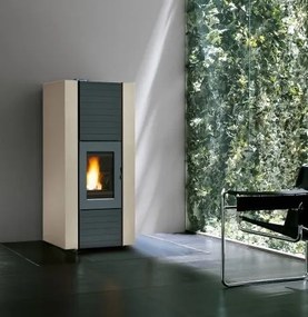 Palazzetti Martina Idro Lux 15 Stufa ermetica a Pellet Ecofire Ad Acqua con top in ghisa e acciaio Avorio