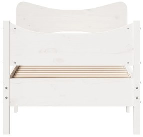 Giroletto con testiera bianco 100x200 cm legno massello di pino