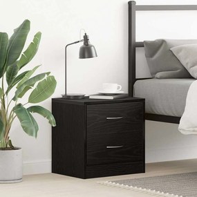 Comodino Rovere Nero 40x30x40 Cm İn Legno Multistrato /
