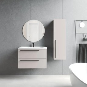 Mobile da bagno sotto lavabo VISOBATH Mia beige laccato opaco L 80 x H 55 x P 45 cm 2 cassetti, lavabo posizionabile centralmente non incluso