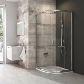 Ravak Blix box doccia 90x90 cm semicircolare alluminio lucida/vetro con motivo 3B270C00ZG