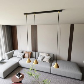 Sospensione Minimal Skadi 3 Luci In Acciaio Oro