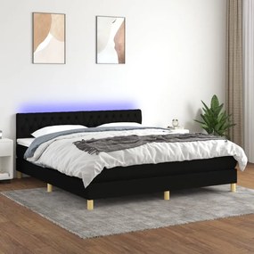 Letto A Molle Con Materasso E Led Nero 160x200 Cm İn Tessuto /