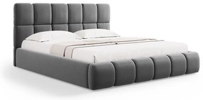 Letto matrimoniale imbottito grigio in velluto con contenitore con rete inclusa 200x200 cm Bellis – Micadoni