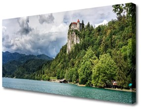 Foto quadro su tela Castello nel paesaggio della foresta delle montagne 100x50 cm