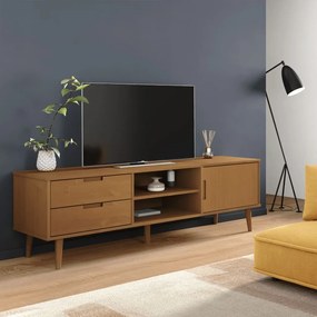 Mobile Tv Molde Marrone 158x40x49 Cm İn Legno Massello Di Pino /