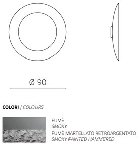 Specchio tondo con cornice in vetro temperato effetto martellato D90 cm NIDRA Fumč