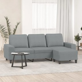 Divano A 3 Posti Con Poggiapiedi Grigio Chiaro 180cm İn Tessuto /