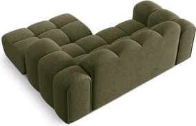 Divano angolare verde (con penisola a destra/con chaise lounge) con rivestimento in ciniglia Treno – Cosmopolitan Design