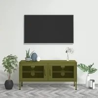 Mobile TV Verde Oliva 105x35x50 cm in Acciaio 336234