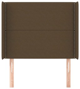 Testiera ad orecchio marrone scuro 103x16x118/128 cm in tessuto