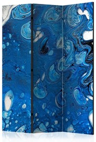 Paravento design Fiume di blu (3 parti) - astratto artistico blu acqua